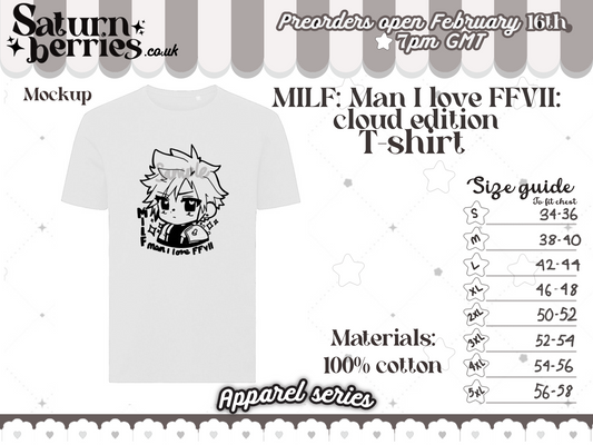 MILF: Man i love FFVII Cloud edition T-shirt |White|