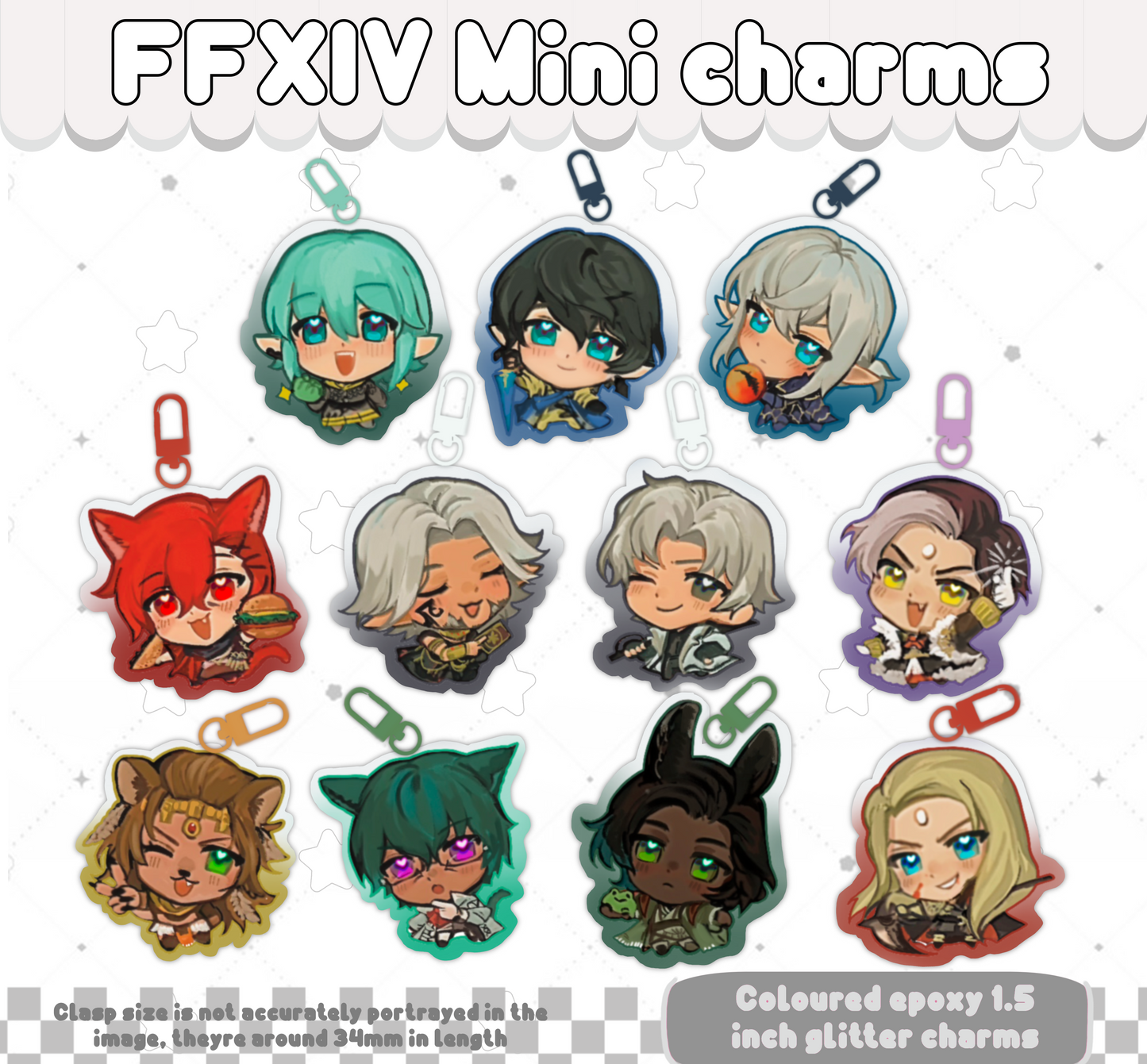 FFXIV Mini charms | double sided gradient colour epoxy |